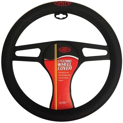 SAAS Steering Wheel Cover Black Poly With Top Logo 380mm