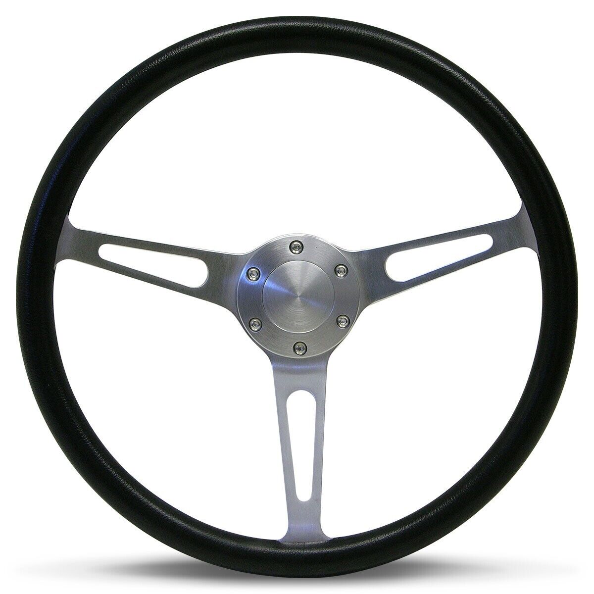 SAAS Steering Wheel Poly 380mm ADR Classic Brushed Alloy Slotted